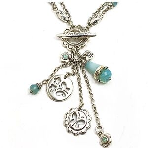 NWT Retired Brighton Silver and Turquoise Charm Necklace
